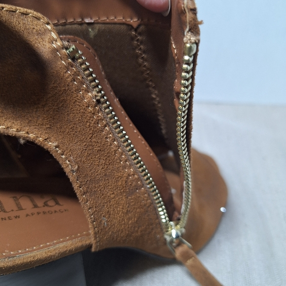 A.N.A Tan Faux Suede Open Toe Side Zip Block Heel Sandals "ANA JACO" 7 1/2M - Picture 14 of 16